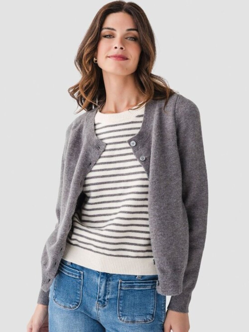 Social Threads | Pinch 2fer Button Up Striped Sweater S NWT